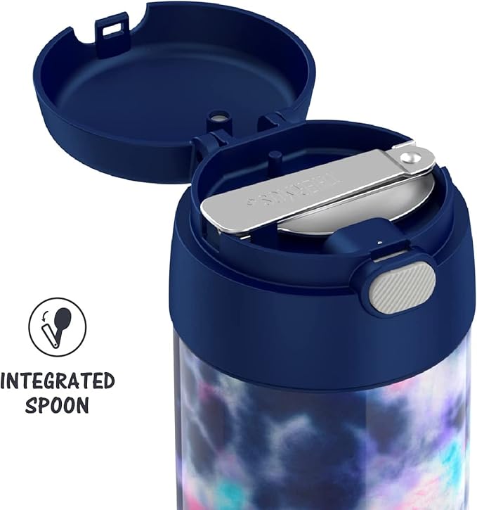 THERMOS FUNTAINER 16 Ounce Stainless Steel Vacuum Insulated Food Jar with Spoon, Tie Dye