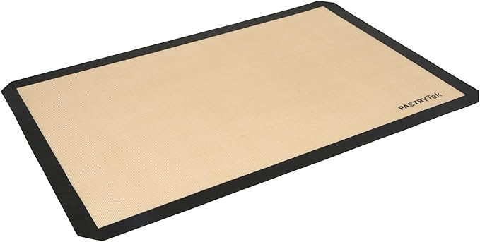 Restaurantware Baking Mat Pack of 1 Non-Stick 15.7"x23.6" Silicone Full Size Baking Mat, Rectangle Reusable Durable Oven-Friendly Anti-Slip Sheet for Kneading Rolling Shaping Dough, Tan and Black