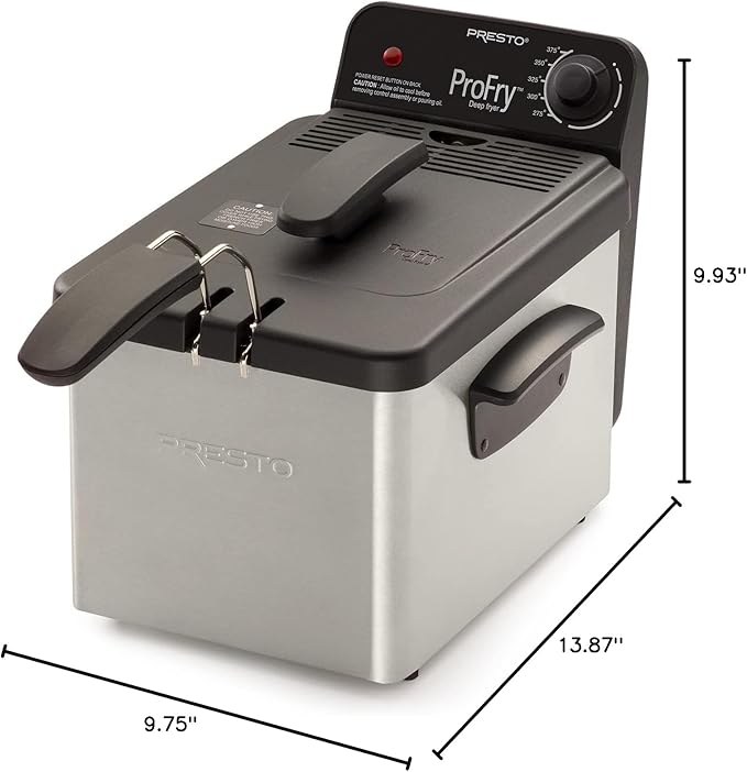 Presto 05461 Stainless Steel Pro Fry Immersion Element Deep Fryer, Silver