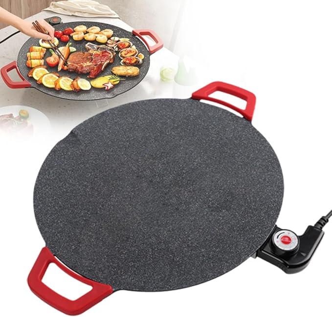 Indoor Smokeless Electric Grill Griddle, Nonstick Tabletop Grill for Indoor Cooking, Steaks Burgers Pancakes BBQ, Compact Easy Clean Design (14in)