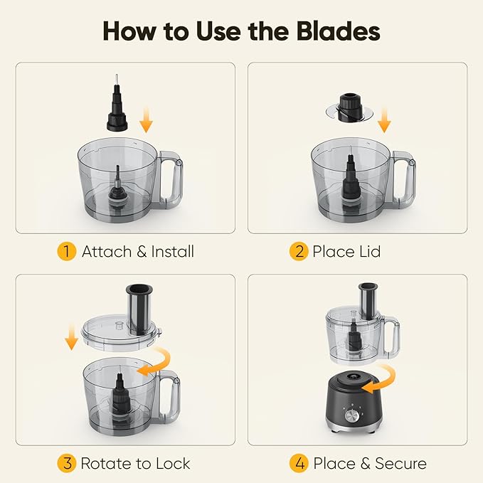 OLIXIS Food Processor 10.5 Cup, Vegetable Choppers with Slicing Shredding Chopping Kneading, Dishwasher Safe, Food Grinder, Stainless Steel Blades, for Smoothie Fruit Dough, 2.6QT, Black