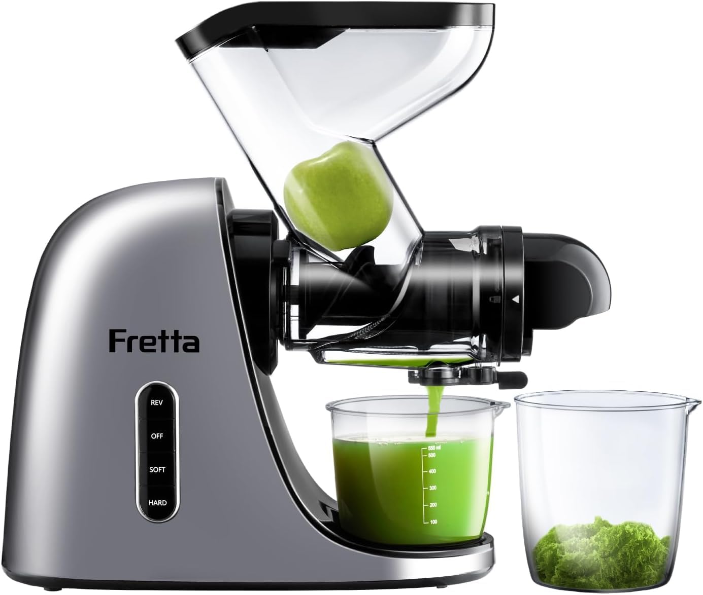 Juicer Machines Vegetable and Fruit, Cold Press Juicer, High Juice Yield Masticating Juicer,Juicer Squeezer with Reverse Function, Tritan Material, Easy to Use and Clean 200W(Silver)