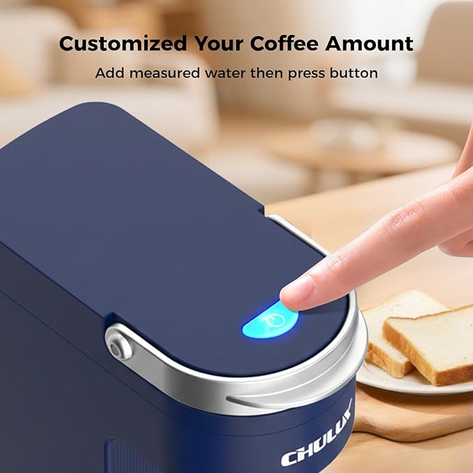CHULUX Single Serve Coffee Maker for K Cups, One Cup Coffee Machine for Travel Mug, Fast Brewing, Auto Off, Matte Navy