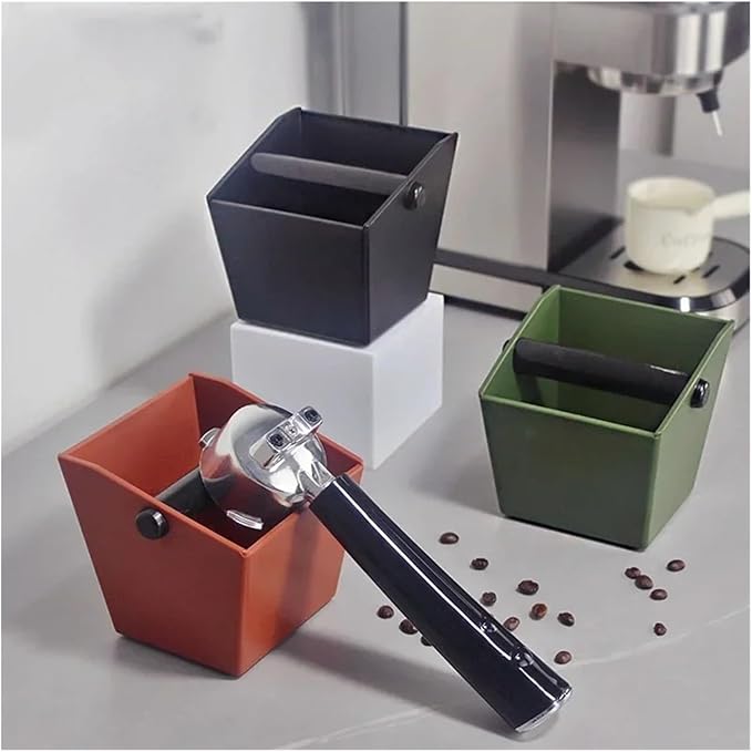 Coffee Knock Box Grounds Container ABS Bucket Anti Slip Powder Beveled Residue Barista Accessories Maker Tools(Burnt-sugar)