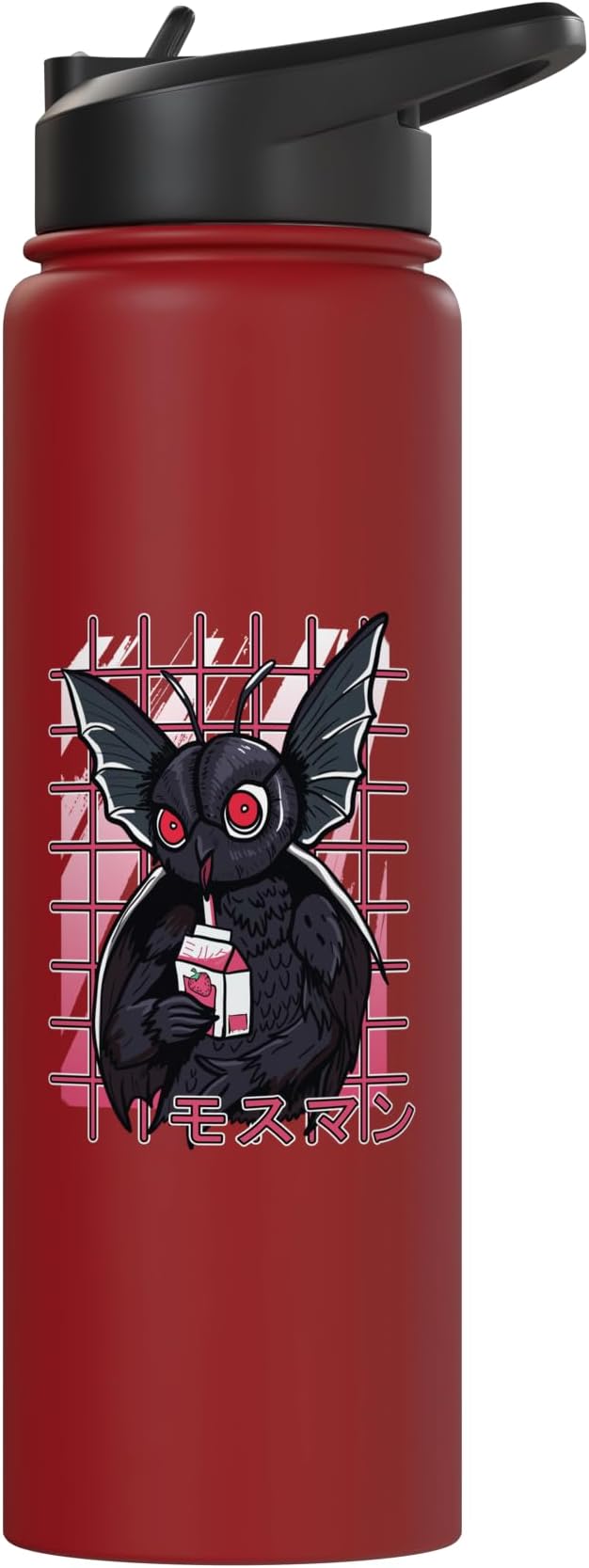 Mothman Kawaii Strawberry Milk Shake Carton Cryptids Stainless Steel Insulated Water Bottle