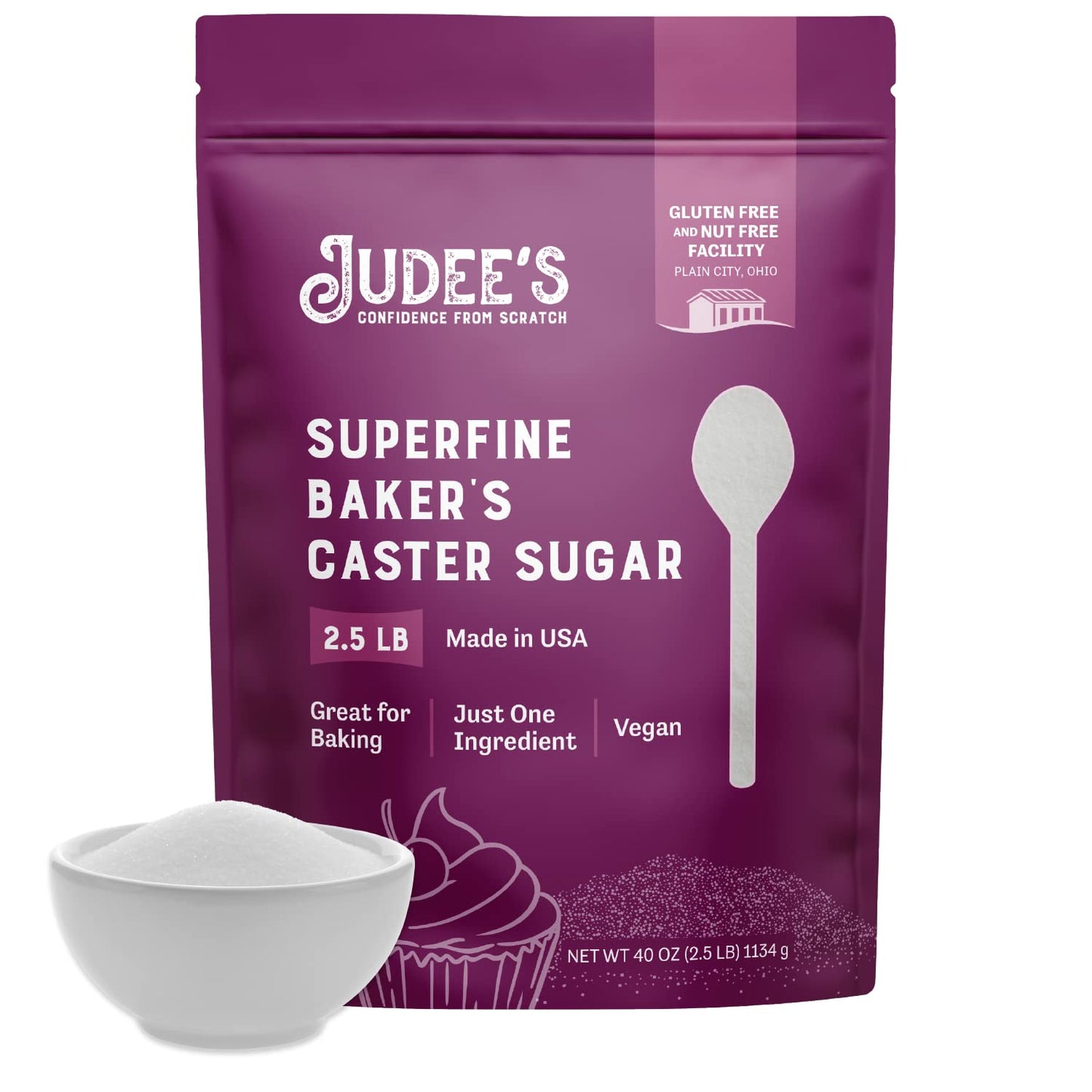 Judee's Gluten Free Superfine Caster Sugar - 2.5 lbs Delicious & Gluten-Free for Homemade Treats, Baked Goods, and Toppings - Airy & Smooth for Baking