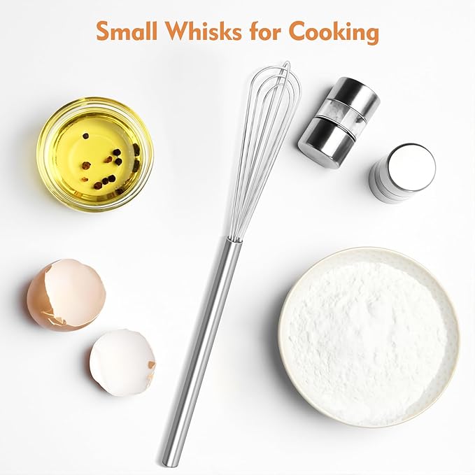 1 PCS Mini Whisk, Compact Small Whisk Essential for Eggs, Sauces and Coffee Prep, Durable Stainless Steel Small Whisks for Cooking
