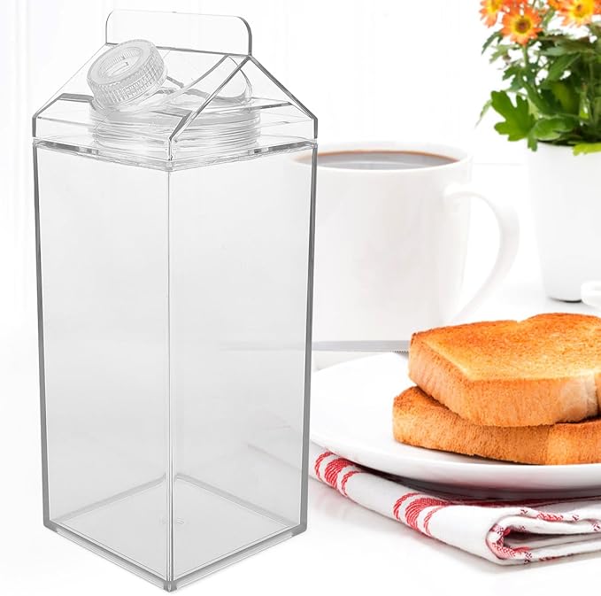 Leakproof Milk Carton Water Bottle 16Oz Reusable Portable Juice Bottle Lightweight Clear Plastic Sports for Hiking Camping Gym Outdoor