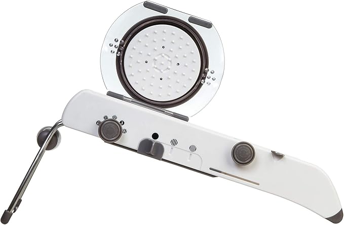 PL8 Professional Mandoline - Versatile Slicer with Adjustable Straight, Waffle, and Julienne Blades, Extra-Wide Stainless Steel Deck, Safety Hand Guard, Non-Skid Feet, and Space-Saving Design