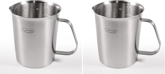 Newness Stainless Steel Measuring Cup, Metal Measuring Cup with Handle (Upgraded, 3 Marking Including Cup/ML/Ounce Scale), 16 Ounces (0.5 Liter, 2 Cup) (Pack of 2)