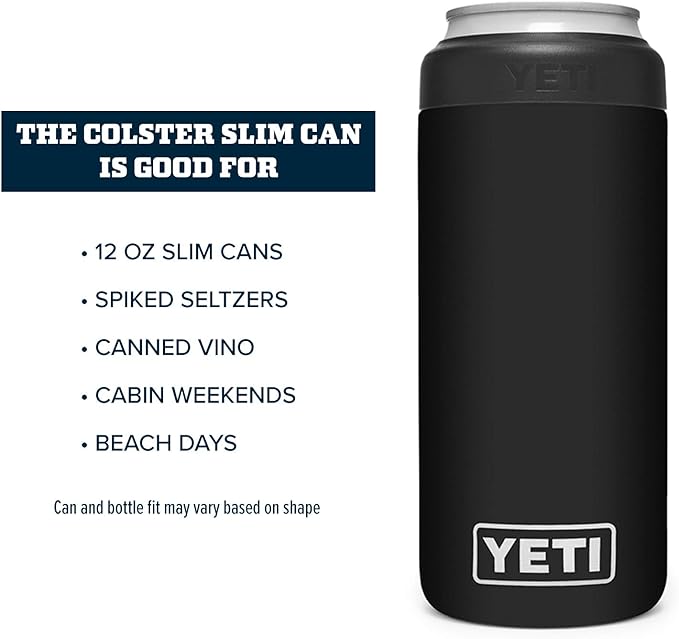 YETI Rambler 12 oz. Colster Slim Can Insulator for the Slim Hard Seltzer Cans, Black