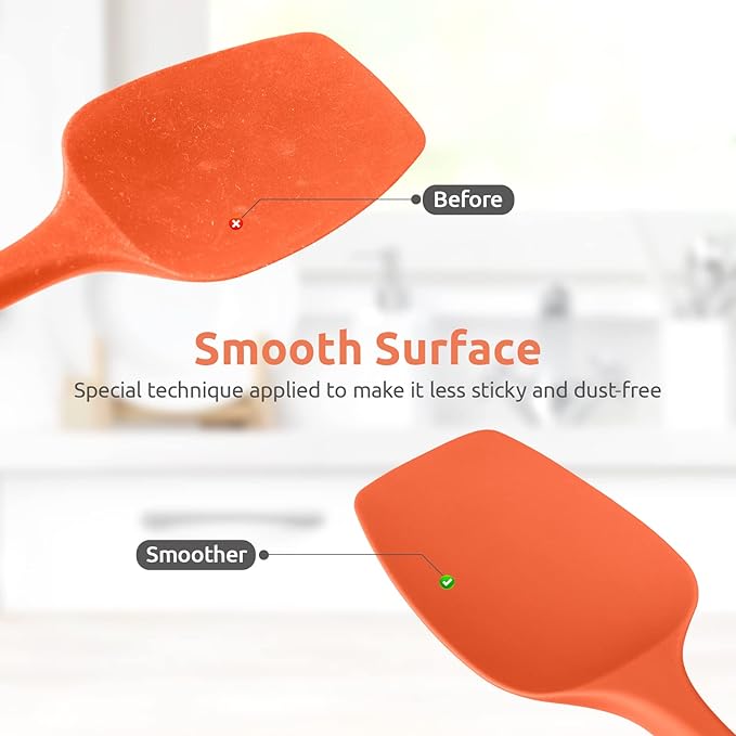 Heat Resistant Silicone Spatula Set: U-Taste 600ºF High Temp Seamless Food Grade Utensil, Flexible Rubber Silicon Kitchen Cooking Mixing Baking Scraper for Nonstick Cookware Set of 4 (Orange)