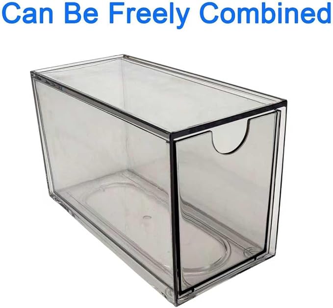 6-Pack Tea Bag Drawers Organizer – Clear Plastic Tea Bag Holder, Stackable & Portable, Wide Storage Drawers for Cabinet, Pantry, Kitchen Counter, Herbal Tea, Coffee Pods (6-Tier)