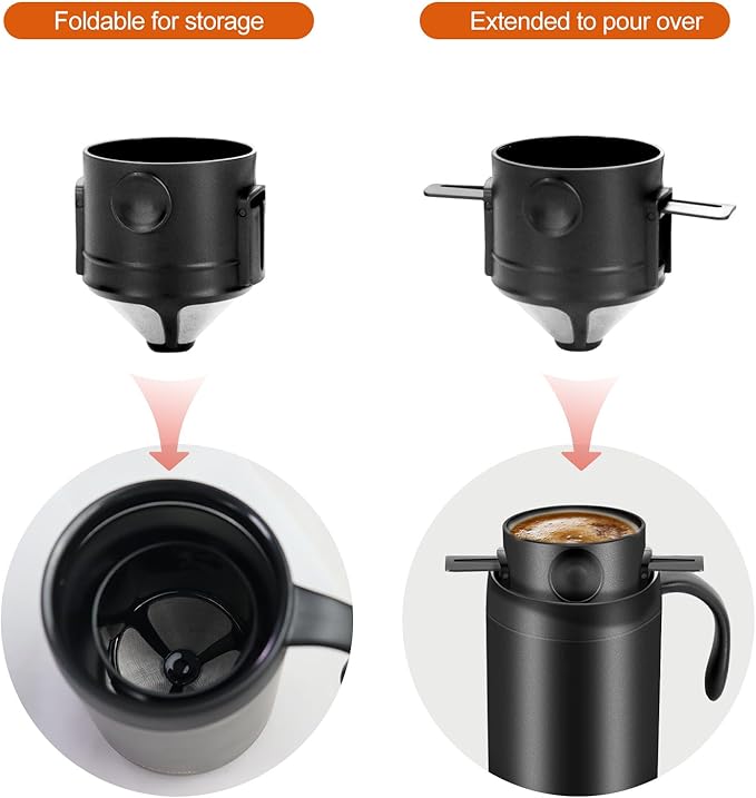 OARSE 16oz Camping Coffee Maker Pour Over Coffee Maker Set，Camp Pour Over Set，Portable Coffee Kit for Travel, Camping, Offices, Backpacking