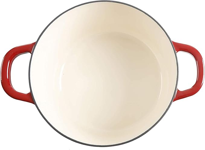 Crock-Pot Artisan 7-Quart Round Enameled Cast Iron Dutch Oven – Scarlet Red, Heavy-Duty Cookware for Slow Cooking, Baking, Roasting with Lid