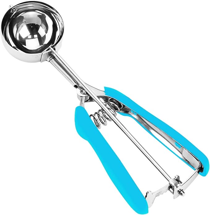 Ice Cream Scoop, Cookie Scoop, 3 Tbsp/ 45 ml/ 1.5 oz Cookie Scoops for Baking, 18/8 Stainless Steel Cookie Scooper for Baking, Ice Cream Scooper with Trigger Release, Cookie Dough Scoop (Blue)