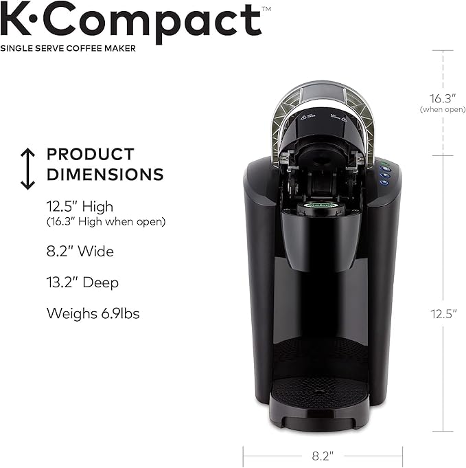 Keurig MAIN-85544 Compact Single-Serve K Cup Pod Coffee Maker, Black, 2.3