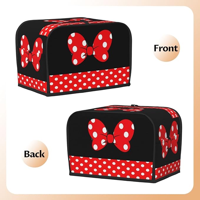 Red Polka Dot Bow Toaster Cover 2 Slice, Cute Country Bread Machine Cover, Washable Toaster Kitchen Small Appliance Cover Stain Resistant,with Top Handle