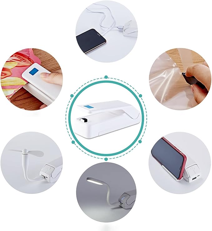 Handheld Heat Vacuum Sealer Mini Portable Sealer Small Household Plastic Bag Sealer Multifunctional Snack Sealer (Color : White, Size : 11.5x3.8x3.5cm)