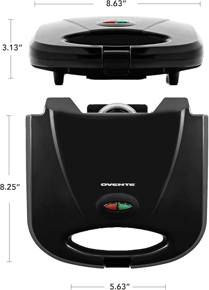 OVENTE Electric Panini Press Grill with Nonstick Plates, LED Indicator Lights, Thermostat Control, Compact Sandwich Maker Perfect for Cooking Breakfast, Steaks, Eggs Snacks & More, Copper GP0110CO