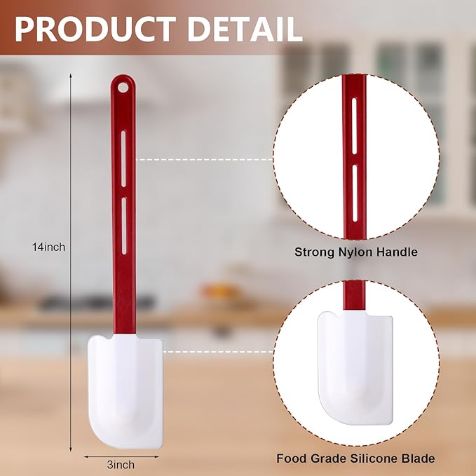 Norme High Temp Silicone Spatulas Heat Resistant Rubber Spatula Commercial Silicone Scraper with Handle for Kitchen Cook Baking Mixing Utensil, Dishwasher Safe (8 Pcs,14 Inch)