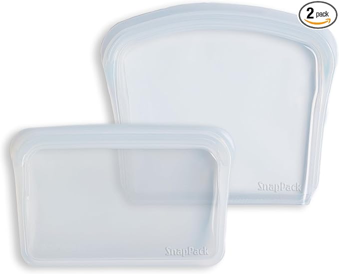 SnapPack Premium Silicone Reusable Storage Bags, 2-Pack, Multi | Multi-Use Reusable Bags, Lunch Bag, Travel Containers | BPA Free, Leak-free, Dishwasher-Safe, Eco-friendly