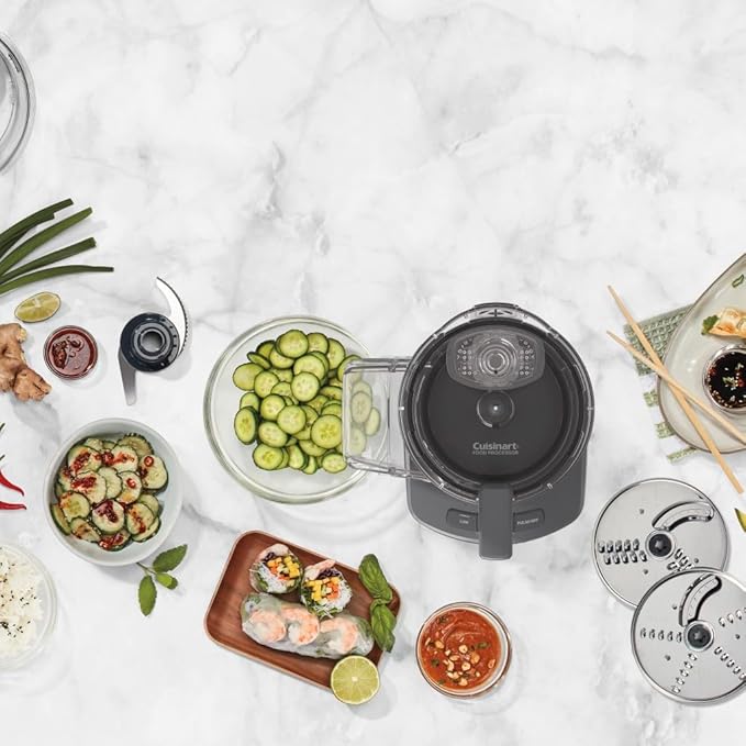 Cuisinart 9-Cup Continuous Feed Food Processor with Fine and Medium Reversible Shredding and Slicing Disc, Universal Blade, Continuous-Feed Attachment, and In-Bowl Storage (Gray)