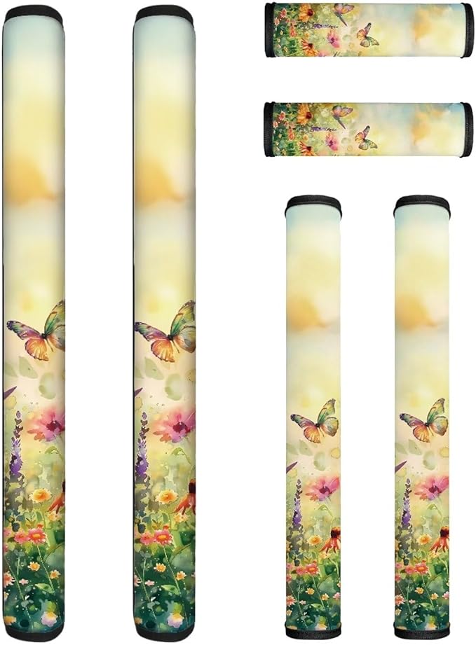 6 PCS Refrigerator Door Handle Covers, Kitchen Appliance Protective Gloves Anti-Slip Decor for Ovens Dishwashers Keep Kitchen Appliance Clean Home Indoor Decor, Butterfly Floral Green