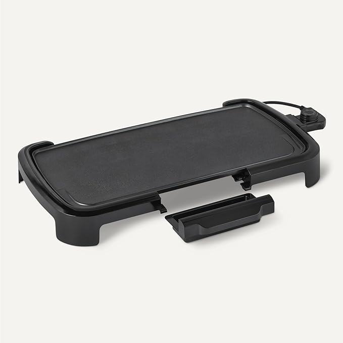 Amazon Basics Electric Griddle with Nonstick Ceramic Coating, Flat Grill for Pancake, 10 x 20 inches, Black