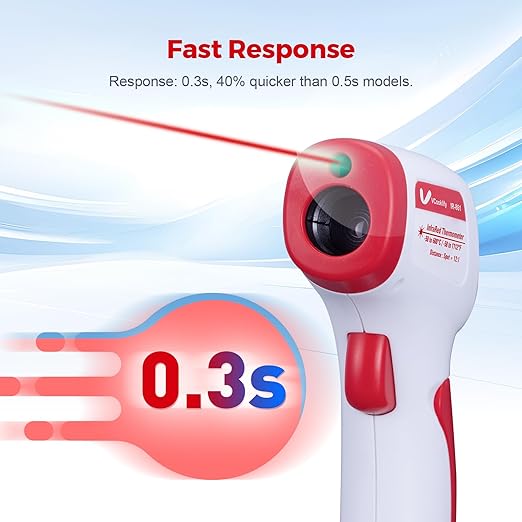Infrared Thermometer for Meat,Laser Temperature Gun,-58~1112°F,DS 12:1 Digital IR Temp Gun with Adjustable Emissivity&High/Low Alarm,LCD Display Thermal Gun for Food Oven Cooking HVAC