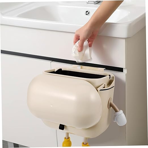 ULTECHNOVO Lidded Hanging Trash Can Wall Mounted Kitchen Compost Bin for Home Capacity Space Saving Design Odor Sealing with Cartoon Pattern for Kitchen and Bathroom