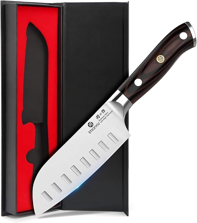 imarku Santoku Knife Chef Knife 5 inch Ultra Sharp Asian Knife Japanese Chef Knife - Japanese High Carbon Stainless Steel - Ergonomic Pakkawood Handle, Best Choice for Home Kitchen