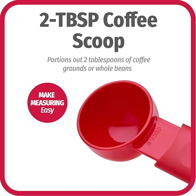 GoodCook Everyday Coffee Scoop, 2-Tablespoon Coffee Measuring Spoon with Extendable Handle, Red
