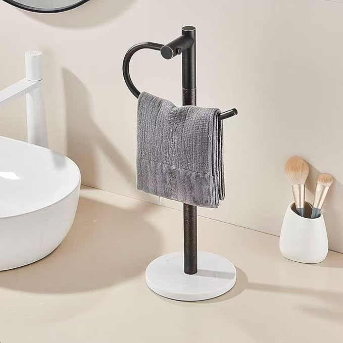 19 inch Oil Rubbed Bronze Hand Towel Holder Stand,Hand Towel Bar,Bathroom Vanity Countertop Towel Holder Free Standing,Stainless Steel Towel Ring Hardware Accessories Towel Rack