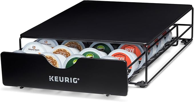 Keurig Slim Non-Rolling Storage Drawer, Coffee Pod Storage, Holds up to 24 Keurig K-Cup Pods, Black, Storage Drawer - 24ct, 9.2 x 3.3 x 12.2 inches
