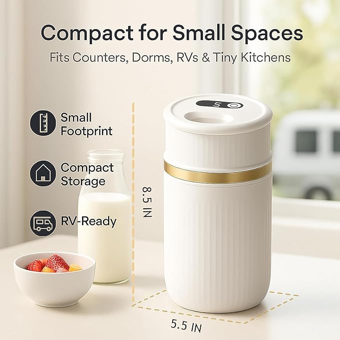 Mini Ice Cream Maker for Small Batches, Portable Electric Ice Cream Machine, Frozen Yogurt Gelato Sorbet Maker, Homemade Dessert Maker in 15-30 Minutes (White, 0.4 Qt)