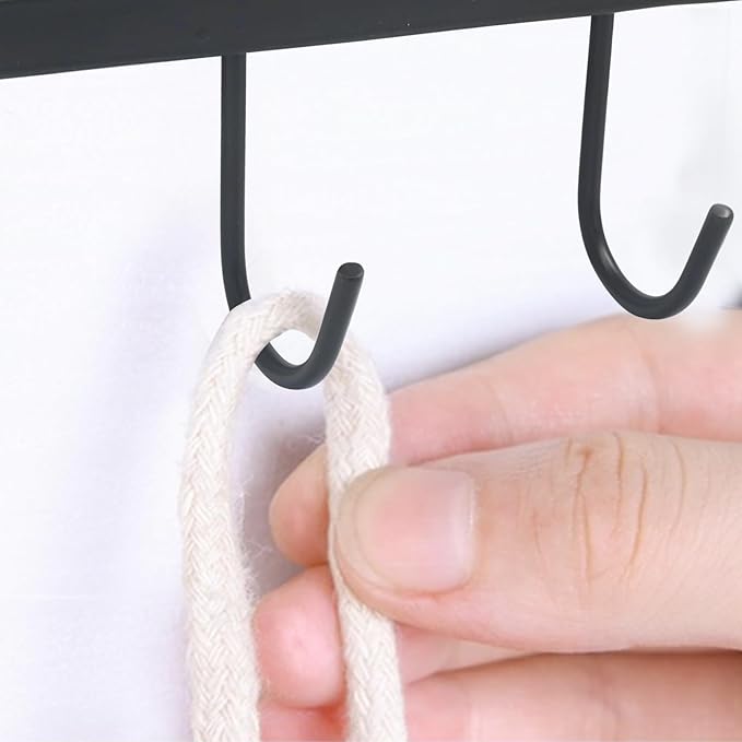 2 Pcs Kitchen Utensil Rack with 4 Adhesives - Adhesive Kitchen Utensils Hanging Rack Utensil Holder for Kitchen, Bathroom, and Bedroom(Black)