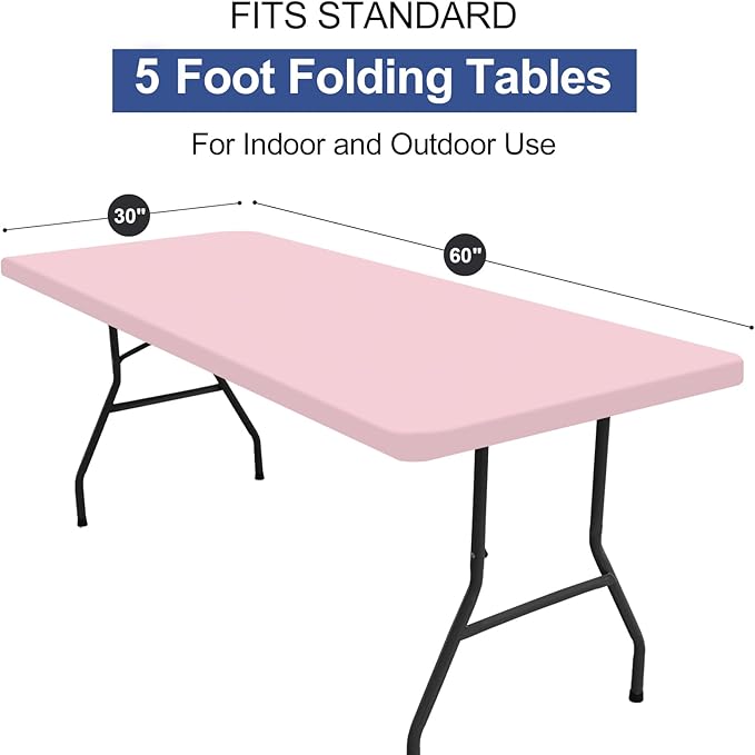 homing Rectangle Table Cloth Cover, Waterproof Polyester Elastic Fitted Tablecloth, Fits for 5 Foot Folding Tables, Washable Table Protector for Picnic, Camping, Outdoor (Pink, 30" x 60")