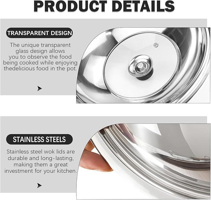 12.5 Inch Tempered Glass Frying Pan Lids with Handle Replacement Cover Wok Accessories for Skillets, Round Cast Iron, Cast Aluminium, Stainless Steel Pans（32cm）