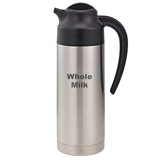 Service Ideas S2SN100WHOLEET Steelvac Carafe, "Whole Milk" Etched, 1 L, Stainless Base
