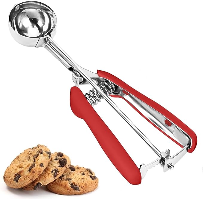Red 2 Tbsp/ 30 ml/ 1 oz Stainless Steel Ice Cream & Cookie Scoop with Trigger Release