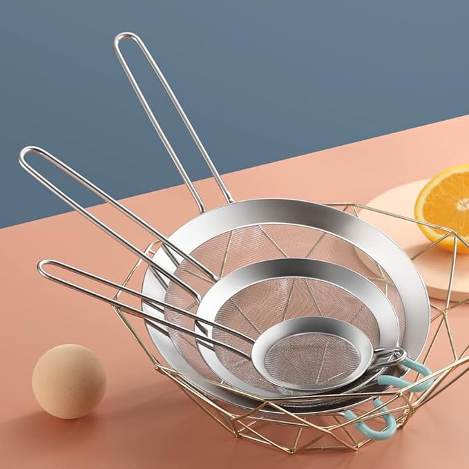 304 Stainless Steel 3.15 inch Fine Mesh Strainers for Kitchen, Colander-Skimmer with Handle, Sieve Sifters for Food, Tea, Rice, Oil, Noodles, Fruits, Vegetable 3inch