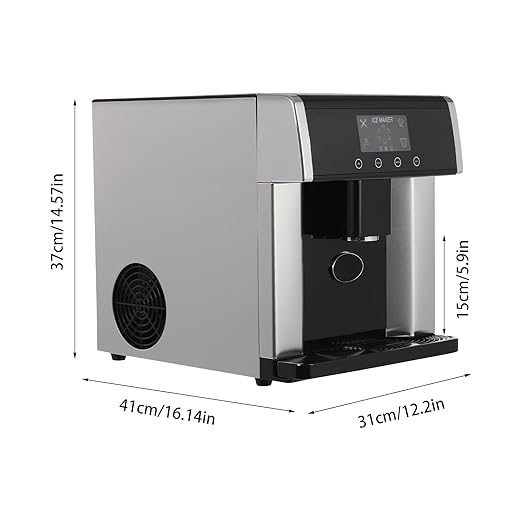 Countertop Ice Maker Dispenser, 2-in-1 Portable Ice Water Maker Stainless Steel Dual Function Self-Cleaning Touch Visual Window Screen Ice Makers with Water Dispenser for Home Kitchen Office
