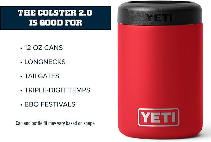 YETI Rambler 12 oz. Colster Can Insulator for Standard Size Cans, Rescue Red (NO CAN INSERT)