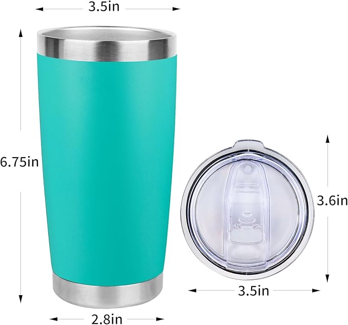 20oz Stainless Steel Tumbler with Lid, Travel Mug - Double Wall Vacuum Powder Coated Cup - Light Green, 1 Pack