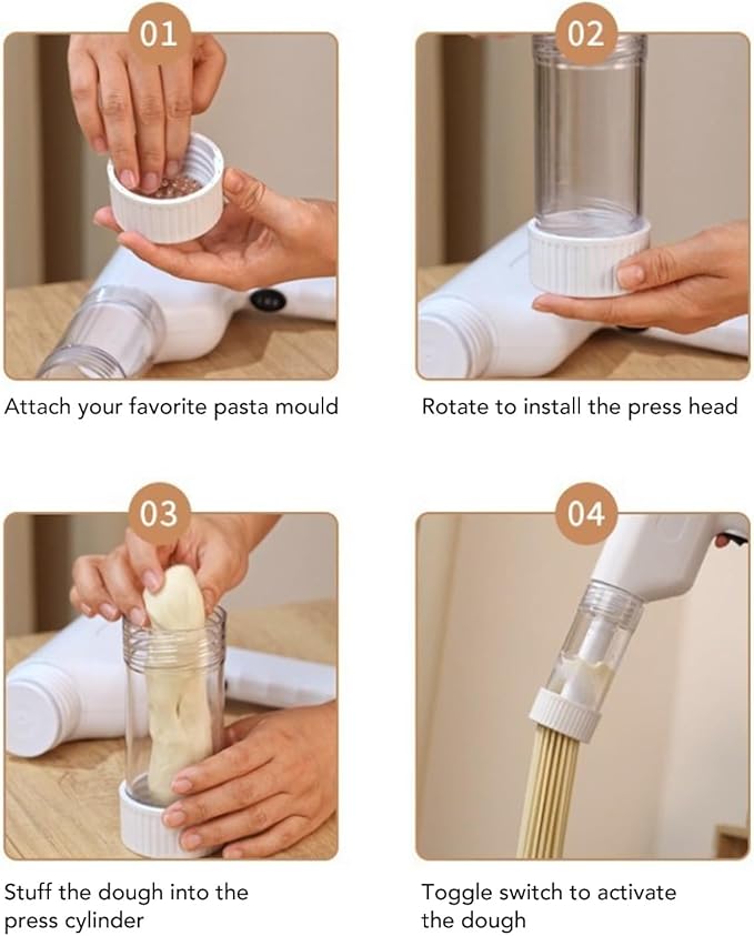 Pasta Maker, Pasta Maker Machine Handheld, Easy to Carry, Pasta Machine ABS Stainless Steel Material, Noodle Maker for 6 Different Pasta Discs Shapes, Pasta Cutter for Home, Yunir1qitfr5wcb