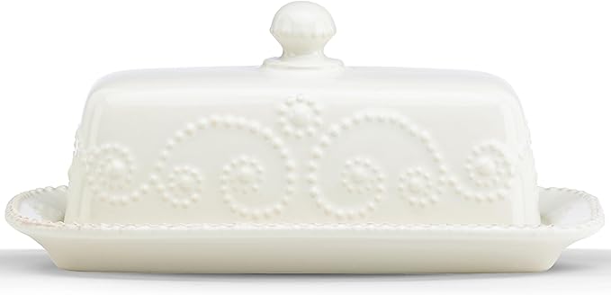 Lenox French Perle Covered Butter Dish, White -