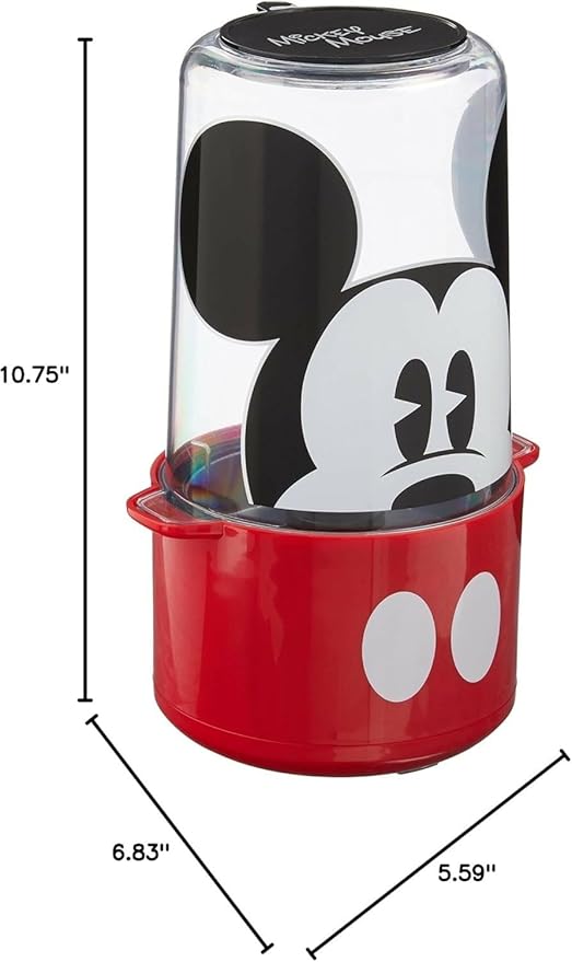 Disney Mickey Mouse Stir Popcorn Popper by Select Brands - Electric Countertop Popcorn Maker with Stirring Rod - Includes Kernel Scoop & Oil Spoon - Home Kitchen Appliance for Movies, Parties & More