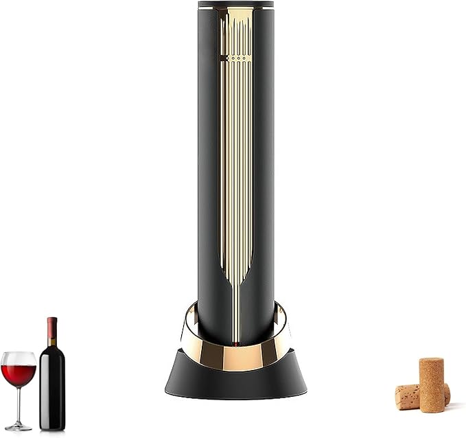 Electric Wine Bottle Opener with Charging Base and Steel Built-in Foil Cutter, Rechargeable Automatic Wine Corkscrew, Easy Bottle Opening, Luxurious Wine Gifts for Wine Lovers