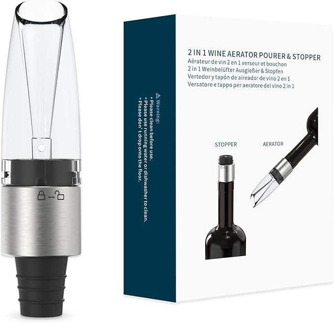 KITCHENDAO 2-in-1 Wine Aerator and Magnetic Wine Stopper